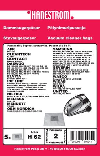 Dammsugarpåsar Daewoo RC 202 (Daewoo)