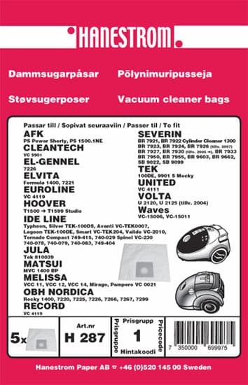 Dammsugarpåsar Hoover Modell Studio