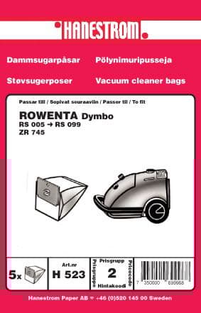 Dammsugarpåsar Rowenta RS 005 till 099