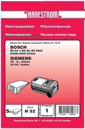 Dammsugarpåsar Siemens VS 800 till 899