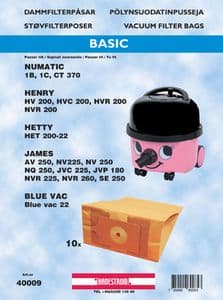 Dammsugarpåsar Numatic BLUE VAC 22