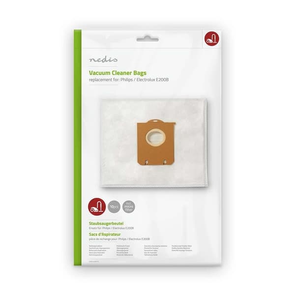 Nedis Støvsugepose- | 10 stk. | Syntetisk | Mest solgt for: Philips / Electrolux | Hvit