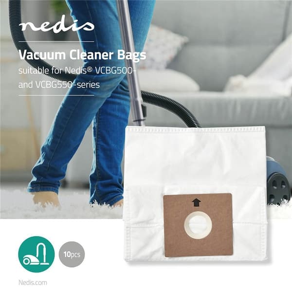 Nedis Støvsugerpose | 10 stk. | Syntetisk | Mest solgt for: Nedis® VCBG500 / VCBG550-Series | Hvid