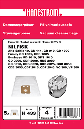 hanestroem Dammsugarpåsar Hanestrom Nilfisk GD 1000