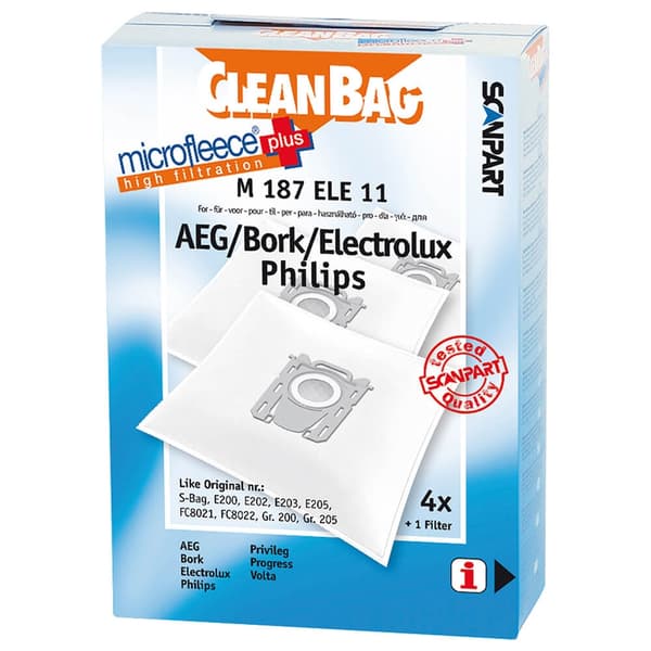 CLEANBAG Støvsugerposer Microfleece+ S-Bag Electrolux/Philips 4+1