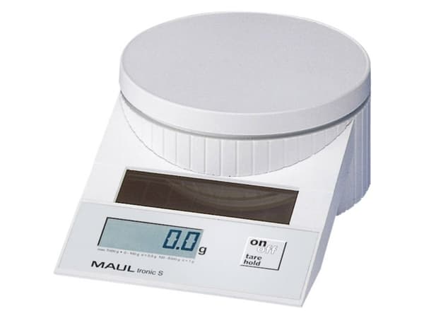 Maul ronic S 5000 Kirjepaino Kalibrointi (ISO) mukaan Punnitusalue: 5 kg Lukemistarkkuus: 2 g, 5 g Valkoinen
