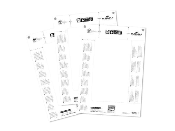 Durable for table place name holder Badge Inserts 61/122 x 210 mm, Hvit, Rektangel, 11,2 cm, 21 cm, 20 stykker