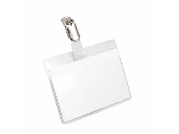 DURABLE - Navneskiltholder - for 60 x 90 mm - klips - gjennomsiktig (en pakke 25)