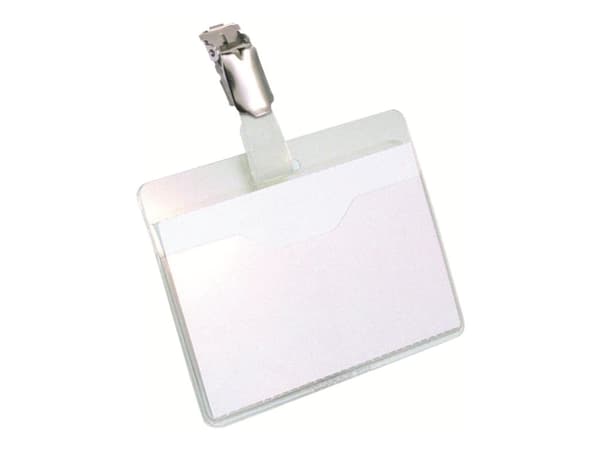 DURABLE - Navneskiltholder - for 60 x 90 mm - klips - gjennomsiktig (en pakke 25)