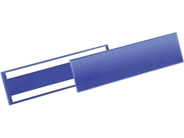 Lagerlomme/etiketholder selvklæbende 297x74 mm blå - (50 stk.)