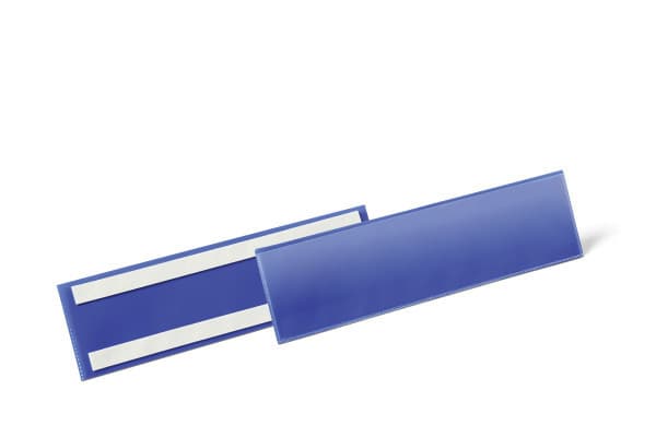 Lagerlomme/etiketholder selvklæbende 297x74 mm blå - (50 stk.)