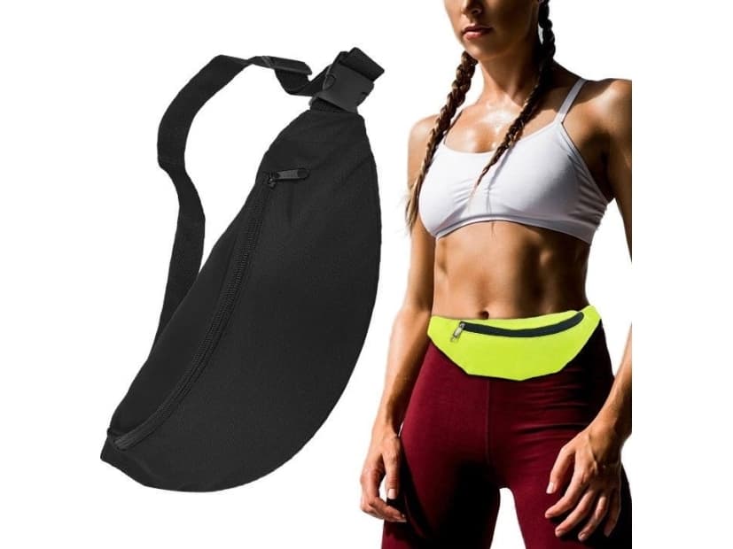 Hurtel Running belt waist bag phone case keys documents wallet black universal