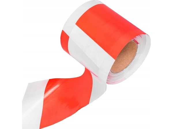 Agam röd och vit varningstejp 8cm x 100m