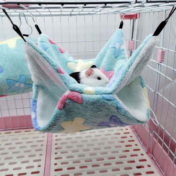 2 PCS Small Pet Double Layer Warm Hammock Hanging Sleeping Bags 20x20cm(Starfish Green)
