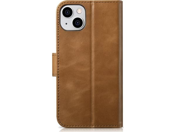 "iCarer Plånboksfodral med oljevax 2-i-1-fodral iPhone 14 Flip Cover i läder, brunt, anti-RFID (WMI14220721-TN)