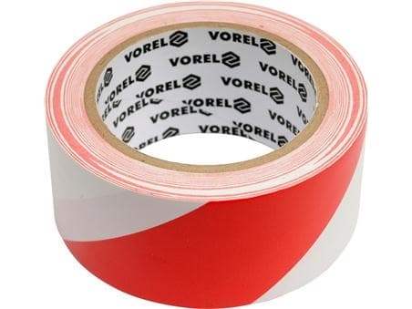 Vorel advarselstape hvit og rød 80mm x 100m (75233)
