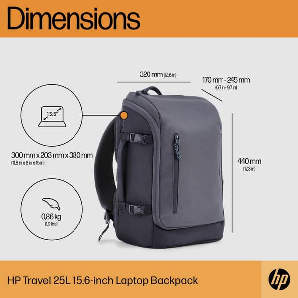 Hp Datorväska Travel Backback 15.6´´ Grå