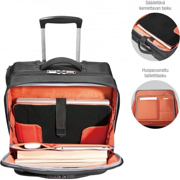 Everki Journey Laptop Trolley -lentolaukku, musta