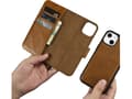 Miniatyrbilde 5 av 5: iCarer iCarer Oil Wax Lommebokveske 2-i-1 iPhone 14-deksel Lær Flip Cover Anti-RFID Brun (WMI14220721-TN)