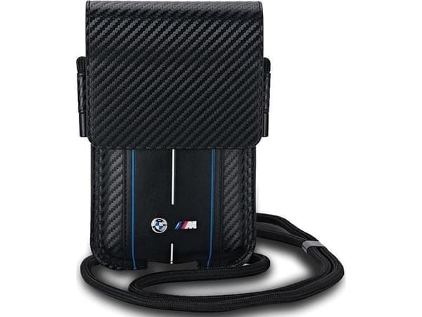 Veske BMW Lommebok Veske Carbon Blue Stripes (BMPSP15XMSCAKL) telefonveske svart farge