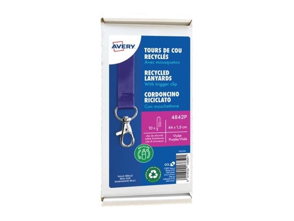 Avery 4842P, Merkeholder, Metall, Polyetylentereftalat (PET), Lilla, 15 mm, 440 mm, 10 stykker