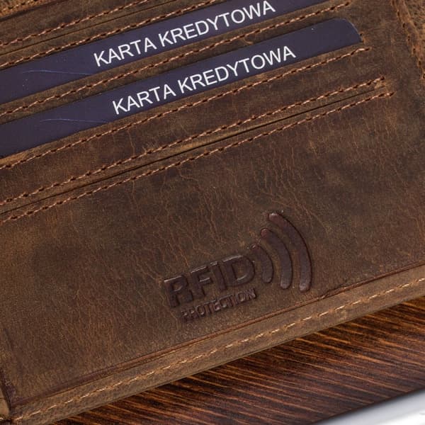 Herre læderpung brun nubuck horisontal lastbil RFiD Beltimore