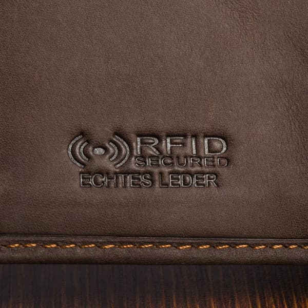 Herre læderpung stor vandret med lås Beltimore brun RFiD premium