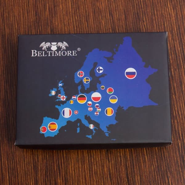 Nahkalompakko ruskea vintage pystysuora iso RFD Beltimore G76