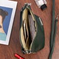 Miniatyrbillede 6 af 11: Mørkegrøn dame læder messenger taske italiensk læder Beltimore