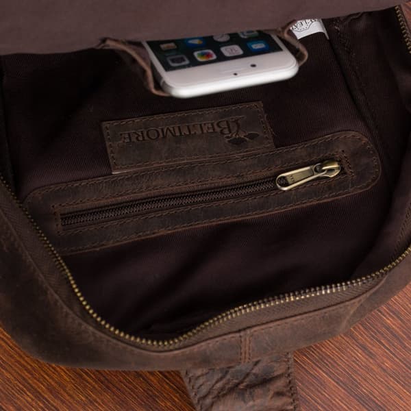 Læderrygsæk crossbody taske moderigtigt 2-rums Beltimore