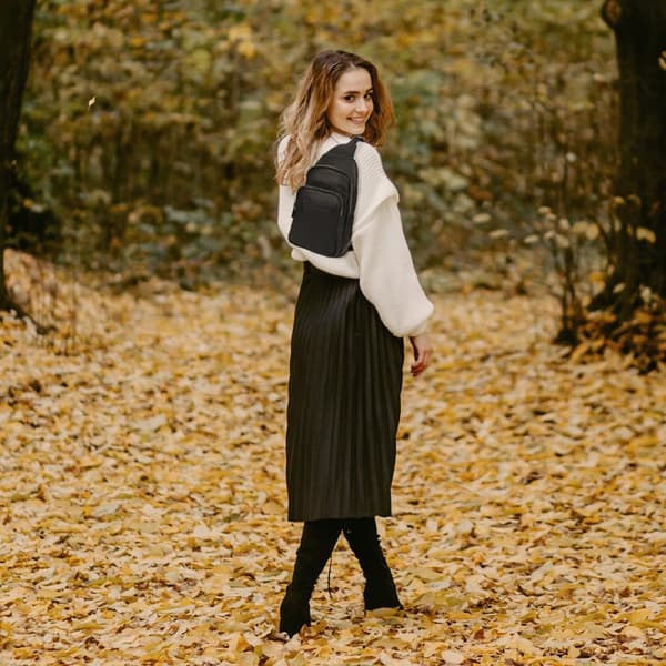 Läderryggsäck midjeväska crossbody-väska modern väska med 2 fack
