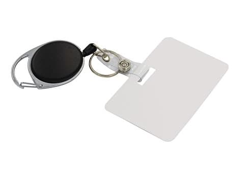 WEDO belteklips med uttrekkbar nylonsnor, krom/svart av metall/plast, med karabinkrok for feste - 1 stk (262 415501)