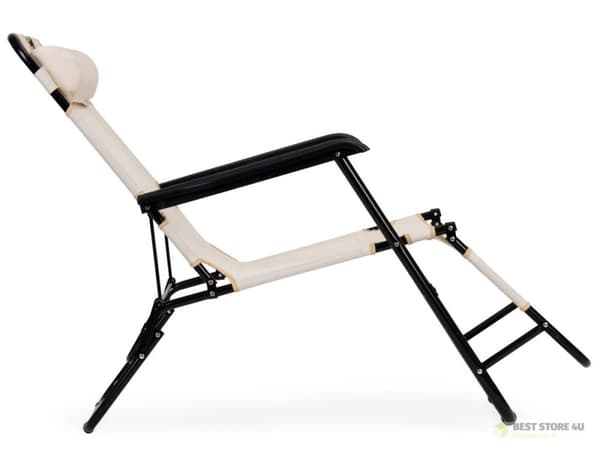 Trädgårdssängstol med nackstöd, hopfällbar struktur, beige, MultiGarden