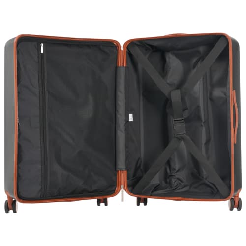 Tredelat bagageset – Innovativ design med frontöppning + vikbara mugghållare, ABS-material, TSA-lås, 360° hjul