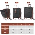 Miniatyrbild 7 av 7: Tredelat bagageset – Innovativ design med frontöppning + vikbara mugghållare, ABS-material, TSA-lås, 360° hjul
