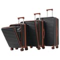 Miniatyrbild 1 av 7: Tredelat bagageset – Innovativ design med frontöppning + vikbara mugghållare, ABS-material, TSA-lås, 360° hjul