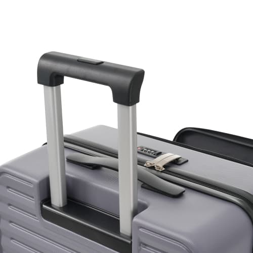 Tredelat bagageset – Innovativ design med frontöppning + vikbara mugghållare, ABS-material, TSA-lås, 360° hjul