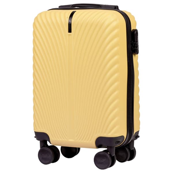 WINGS SWAN 18" hård kabinekuffert - gul (28L, 4 hjul, kodelås)