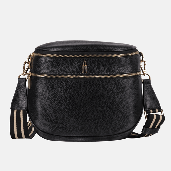 INEZ - Sort læder crossbody taske