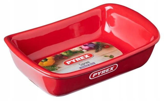 Röd keramisk ugnsform Supreme Pyrex rektangulär 1,4L