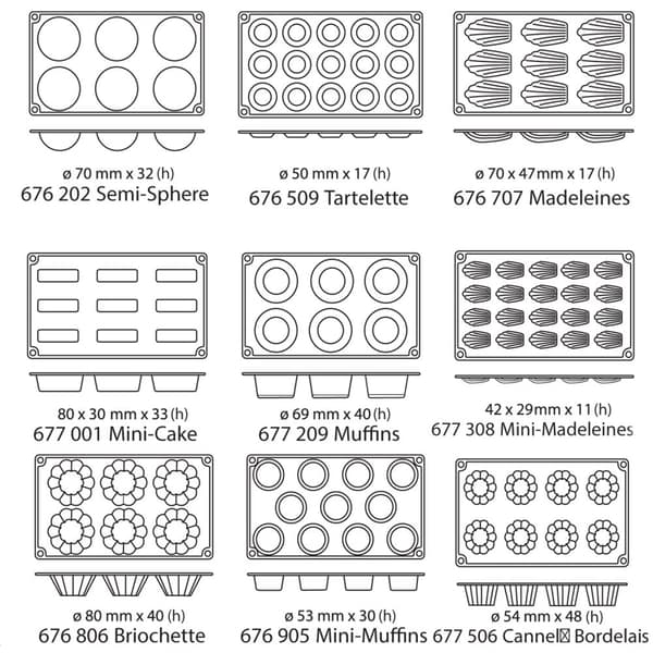 Non-stick silikone bageforme op til 260C MINI-MUFFINS 176x300mm GN1/3 - Hendi 676905