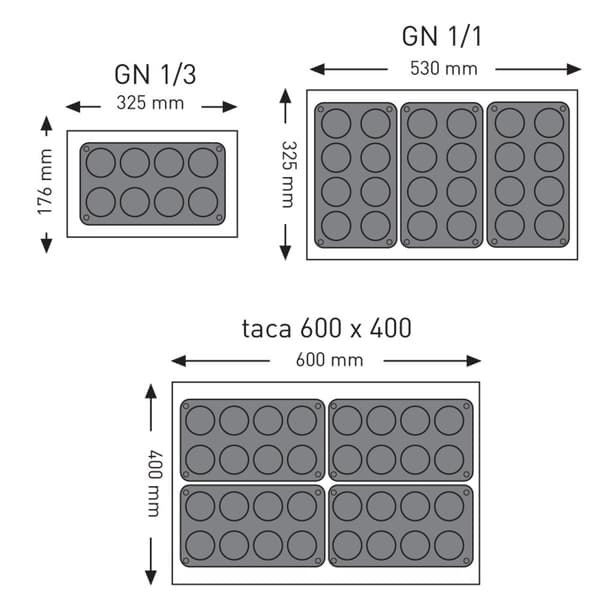 Non-stick bakformar i silikon upp till 260C MINI-CAKE 176x300mm GN1/3 - Hendi 677001