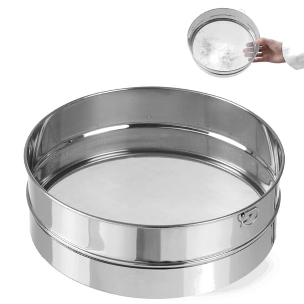 Tæt konfekturesigte til sigtning af pulveriseret sukker. 407 mm stål - Hendi 637821