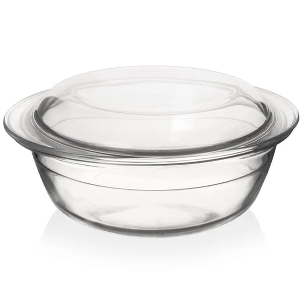 Varmebestandigt glasfad med låg 27x23x11,5 cm, 2,2 l