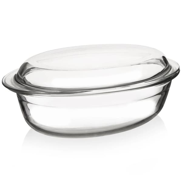 Värmebeständig glasfat med lock 33x20x13 cm, 3 l