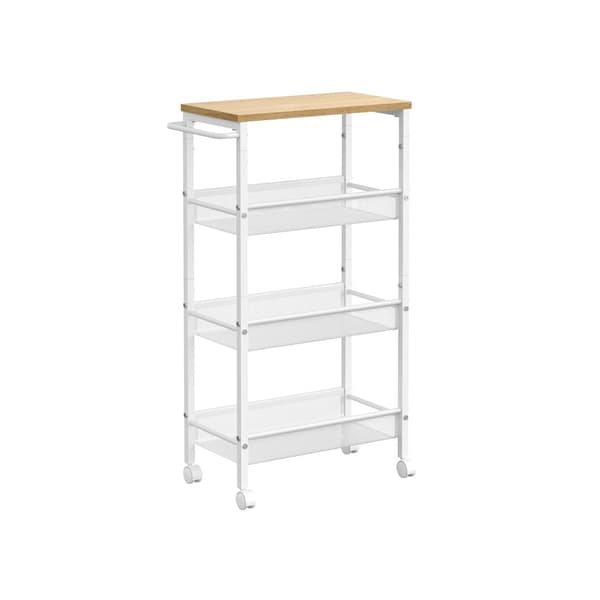 Rootz Eg Hvid spånplade stålvogn - Rullevogn - Opbevaringsorganer - Letvægts - Kompakt design - Nem montering - 22cm x 45,5cm x 77cm