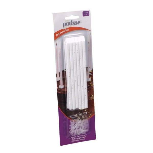 Patisse Fødselsdagslys 14 cm 12 Stk Hvid