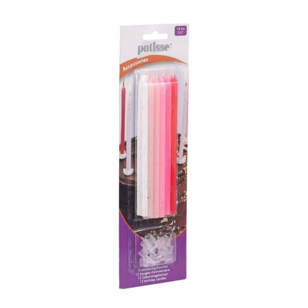 Patisse Fødselsdagslys 14 cm 12 Stykker Pink