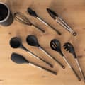 Miniatyrbild 3 av 5: Cecotec Set of 9 utensils, with black head, covered by soft touch and steel handle in wood tone. The main materials consist of silicone, nylon and PP