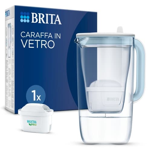 BRITA Glass - vattenfilterkanna - ljusblå - Storlek 19.3 x 13.8 cm - Höjd 27.7 cm - 2.5 L